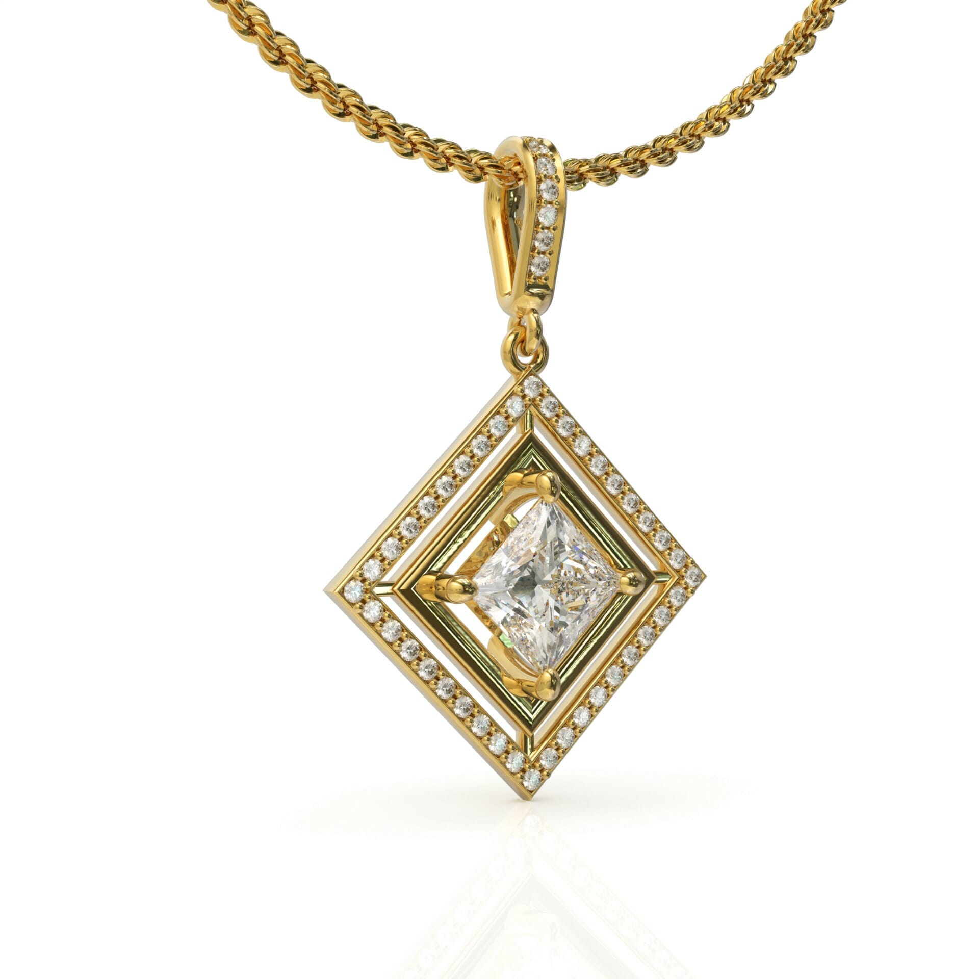 תליון יהלומים יוקרתי ויהלום בחיתוך פרינסס דגם: Orlando