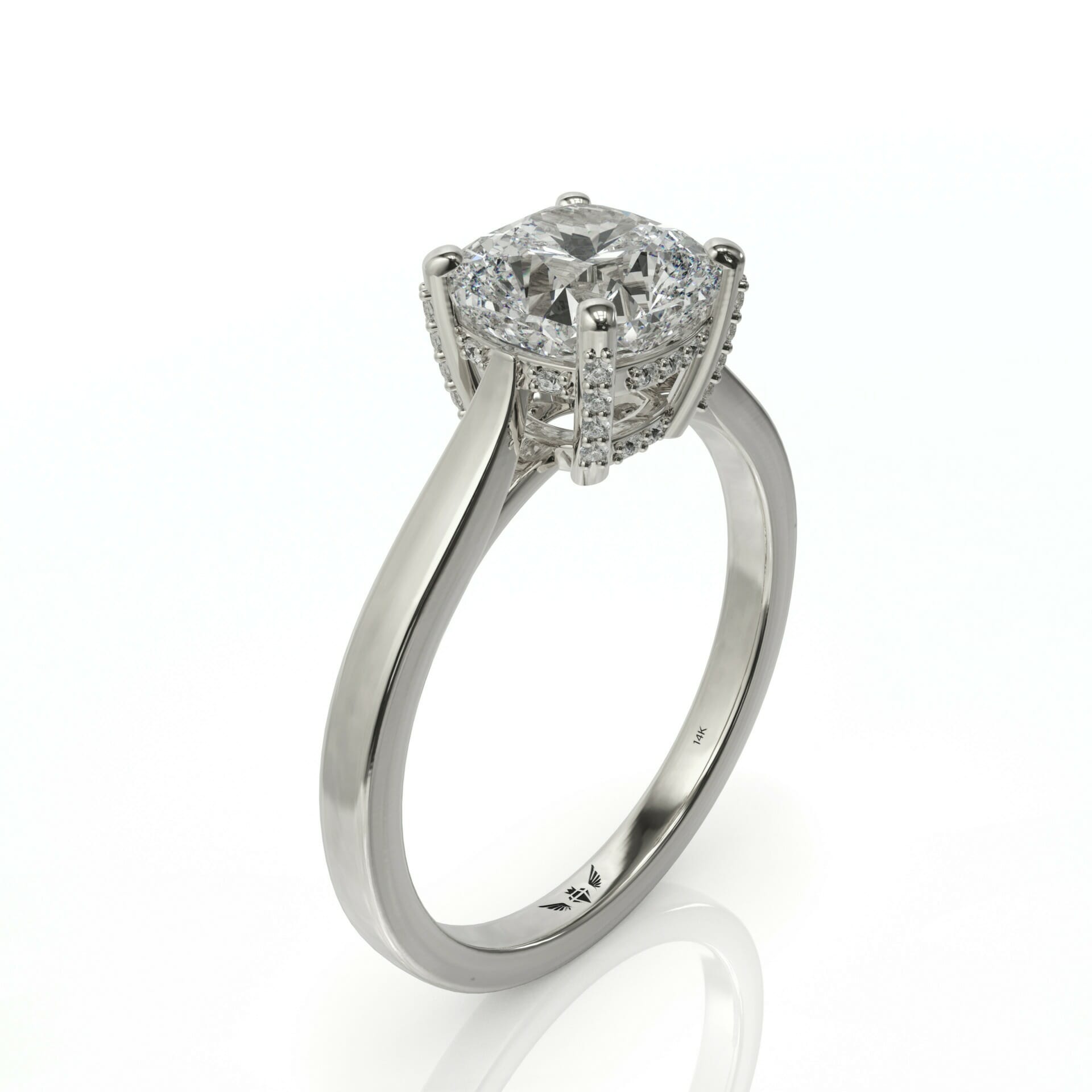 טבעת זהב סוליטר ויהלום קושן דגם: פיית'