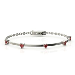 צמיד חצי קשיח משובץ לבבות רובי